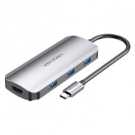 VENTION Docking stanica, USB-C, HDMI, 3x USB 3.0, PD 100W, crna