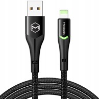 MCDODO USB Lightning kabel za brzo punjenje 36 W za iPhone 13/14 2 m LED, crni