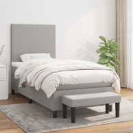 Box spring krevet s madracem svjetlosivi 90x190 cm od tkanine