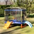 Trampolin Playground, 200 cm, s toboganom, ljestvama i ljuljačkom, plavi