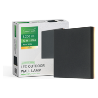 GREEN TECH LED fasadna zidna svjetiljka Colorado 12 W 3000 K IP65, crna