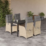 Vrtna garnitura, 5-dijelni set od poliratana s jastucima, 140 x 70 x 74 cm, bez naslona za noge, bež