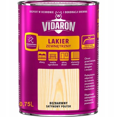 VIDARON Vanjski lak za drvo, bezbojni, satenski, 0,75 l