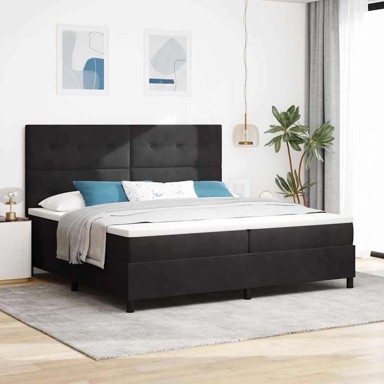 Box Spring krevet s madracem i LED, baršun, 200x200 cm, crni
