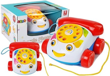 Telefon, dječji, na kotačima, bijelo-crveni