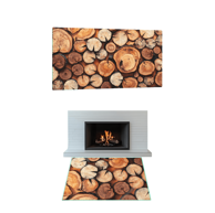 Staklena podloga za kamin i peć od kaljenog stakla, 52 x 35 cm, motiv drva