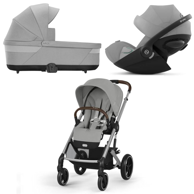 CYBEX Dječja kolica Balios S Lux Stone Grey Set 3u1 – srebrna konstrukcija