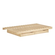 KARUP DESIGN Bračni krevet od masivnog bora s prostorom za pohranu s podnicom, Kanso 140x200 cm u prirodnoj boji