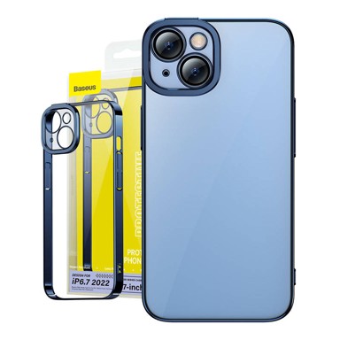 BASEUS Maskica, iPhone 14 Plus, Glitter Transparent, kaljeno staklo, plava