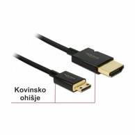 DELOCK HDMI kabel mini 3D 4K slim 3 m aktivni, crni, model 84779