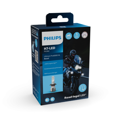 PHILIPS Žarulja Ultinon Pro6000 HL Boost LED H7 Moto, 100% legalno, do 300% više svjetla, 5800K