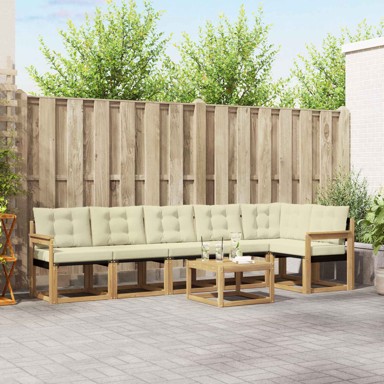 Set vanjskih sofa s jastucima 7 kom, bijela/krem