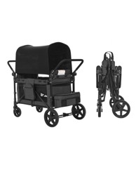 VEVOR Kolica za bebe, 4 sjedala, sklopiva, 165x72,5x125 cm, tamnosiva