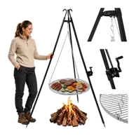 KAMINER Vrtni tripod roštilj s inox rešetkom 70 cm, srebrni