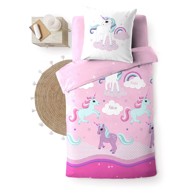 BÉBÉ DOUCEUR Pamučna dječja posteljina za krevet za jednu osobu 140x200 cm, ružičasta Licorne