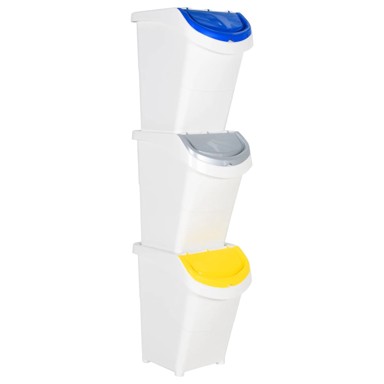 Složive kante za otpad s poklopcima, 3 kom, PP, 120 L, crne