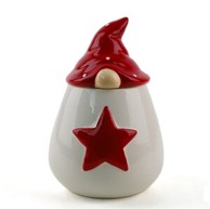 Keramička posuda s poklopcem Gnom 19,5 cm, crvena/bijela