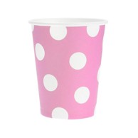 Papirnate čaše Dots 270 ml, roza