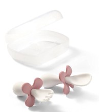 BABYONO Kutija sa žlicom i vilicom s graničnikom, roza