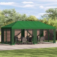 Paviljon s bočnim stranama, 6 x 3 m, poliester i čelik 190, zelena