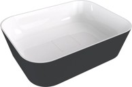 POLYSAN BANERA SQUARE Umivaonik, 50x36 cm, nadgradni, lijevani mramor, bijela i antracit, mat