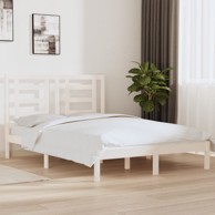 Okvir za krevet od masivne borovine bijeli 140 x 190 cm