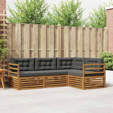 Set vanjskih sofa, 4-dijelni, s jastucima, prirodni i antracit