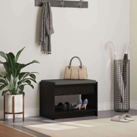 Klupa za hodnik s jastukom i policom 63 x 38 x 45 cm, crni hrast