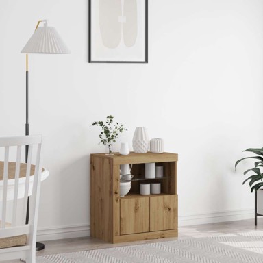 Sideboard s led svjetlima, 60.5x37x67 cm, artisan oak
