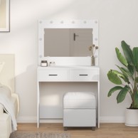 Toaletna stolica s LED svjetlima 78,5x41x135 cm, bijela