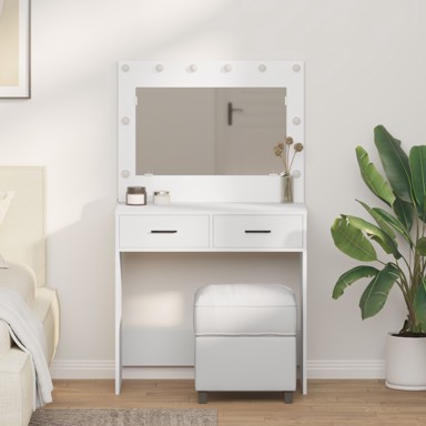 Toaletna stolica s LED svjetlima 78,5x41x135 cm, bijela