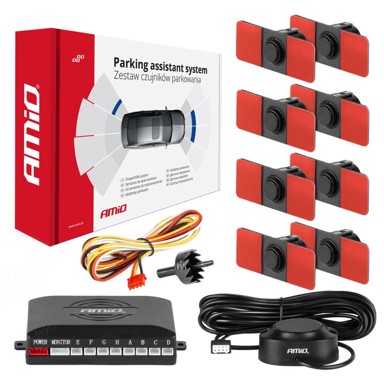 AMIO Set parkirnih senzora 8 senzora, crni