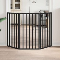 Vrata za pse s 3 panela sklopiva crna 150 cm od drva topole 50 x 90 x 2 cm, crna