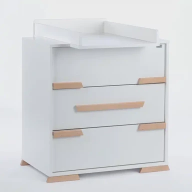 DREWEX Komoda Leo, bijela/pjeskovita