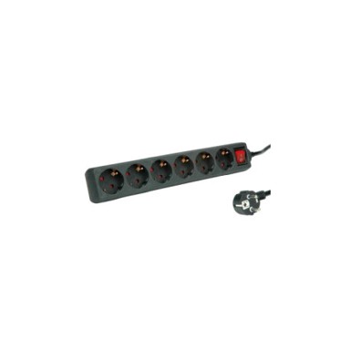 ROLINE Naponska letva s prekidačem 6 utičnica, 6.0 m kabel, crna