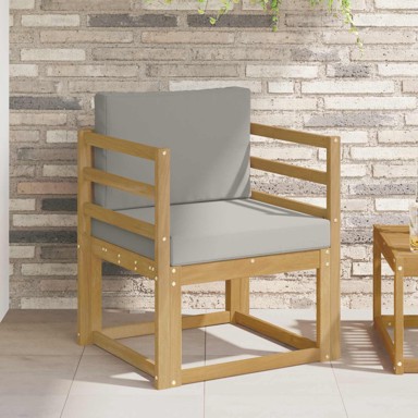 Set vanjskih sofa bijela i svijetlo, 2 kom, masivno bagremovo drvo, siva