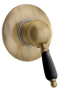 SAPHO KIRKÉ BLACK Ugradbena miješalica za tuš, 2 izlaza, retro, brončana, crna ručka