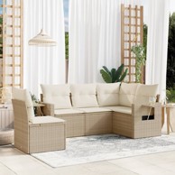 5-dijelni vrtni set sofa s jastucima bež od poliratana