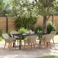 Blagovaonski set 7 kom 200 x 100 x 74 cm, svijetlo siva i crna