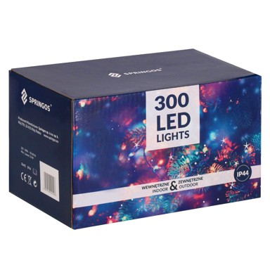 SPRINGOS Set božićnih lampica, 300 LED, 19.5 m, plava