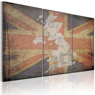 Slika Map of Great Britain triptych 120x80