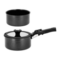 HOLM Aluminijski set tava s ručkom koja se može skinuti 2 kom s poklopcem/s neprianjajućom površinom 2,4 l