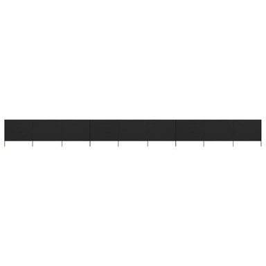 Vjetrobran s 9 panela od tkanine 1200 x 160 cm crni