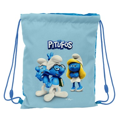 THE SMURFS Torba-ruksak na vezice Los Pitufos, 26 x 34 x 1 cm, plava i nebeskoplava