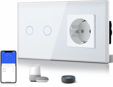 LIFESMART Pametni WiFi prekidač s utičnicom 2-kanalni, bijeli