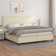 Boxspring krevet s oprugama i madracem 200 x 200 cm umjetna koža, krema