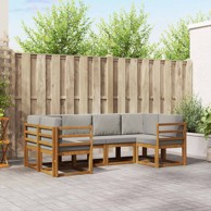 Set vanjskih sofa, 6 kom, s jastucima, prirodna i svijetlo siva