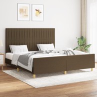 Okvir za krevet s uzglavljem tamnosmeđi 160x200 cm od tkanine