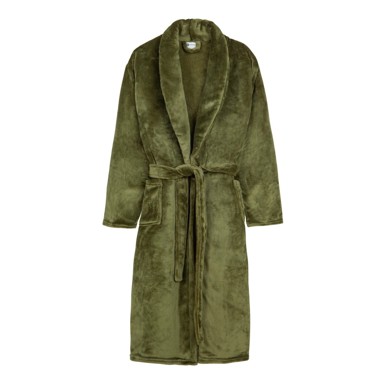 GOOD MORNING Zeleni kućni ogrtač od mikropliša XS/S Polyvelvet