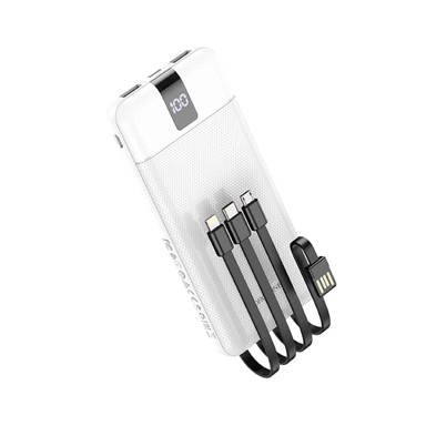BOROFONE Power bank 10000 mAh, 2x USB, s 3u1 Micro USB-Type C-Lightning kabelom, crni